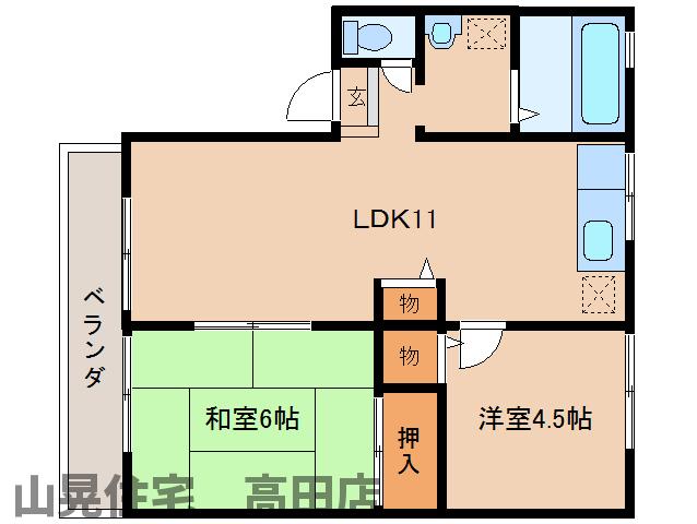 五條市二見のアパートの間取り