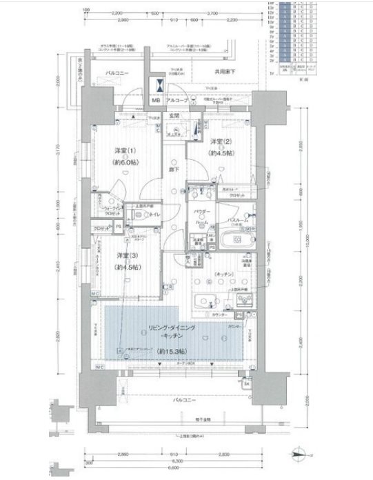 名古屋市中区栄のマンションの間取り