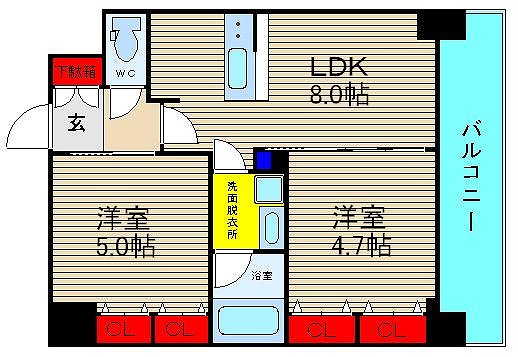 エステムプラザ難波ＷＥＳＴIIプレディアの間取り