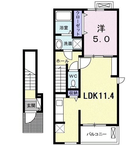 松山市清住のアパートの間取り