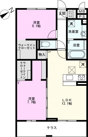 大枝Ｄ-ＲＯＯＭ　Ａ棟の間取り