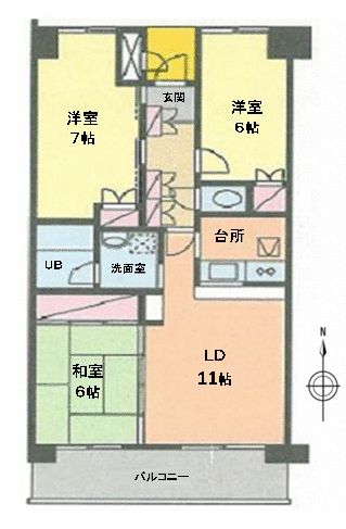 さいたま市北区東大成町のマンションの間取り