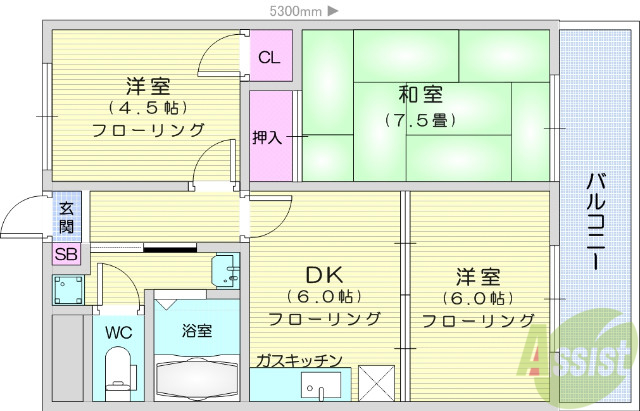 グランシャルマン通町の間取り