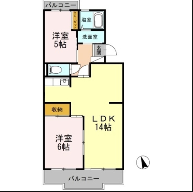 伊勢原市伊勢原のマンションの間取り