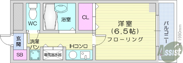 仙台市宮城野区鶴巻のマンションの間取り