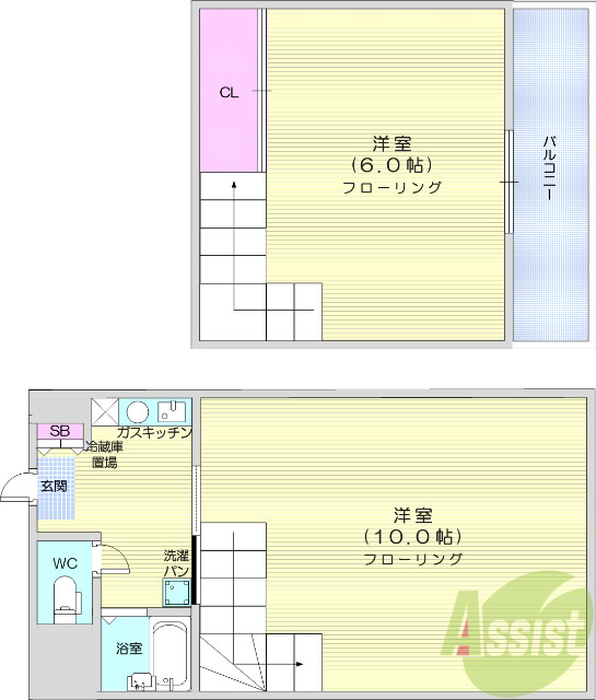 【仙台市宮城野区五輪のマンションの間取り】