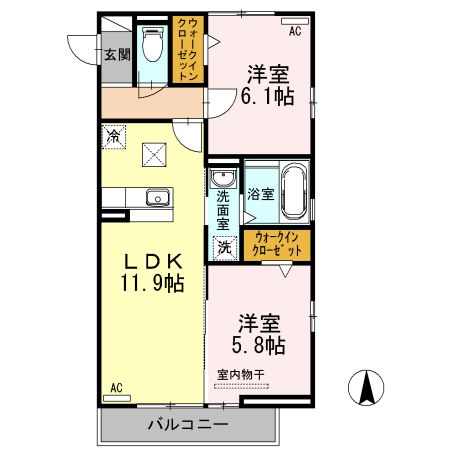 カーサ日向が丘　Ａ棟の間取り