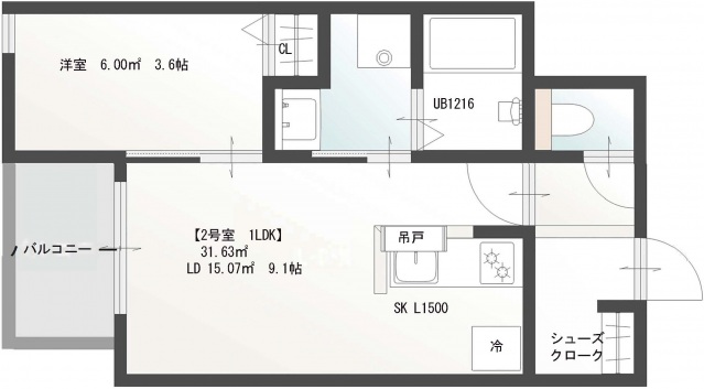 広島市安佐南区高取北のアパートの間取り