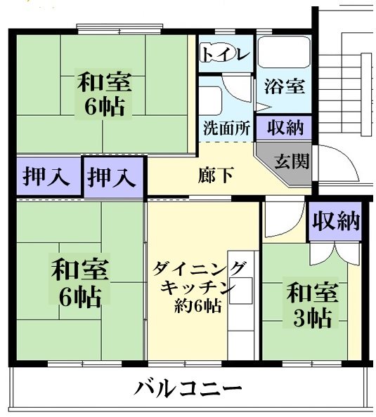 狭山台団地　2-6号棟6号棟の間取り