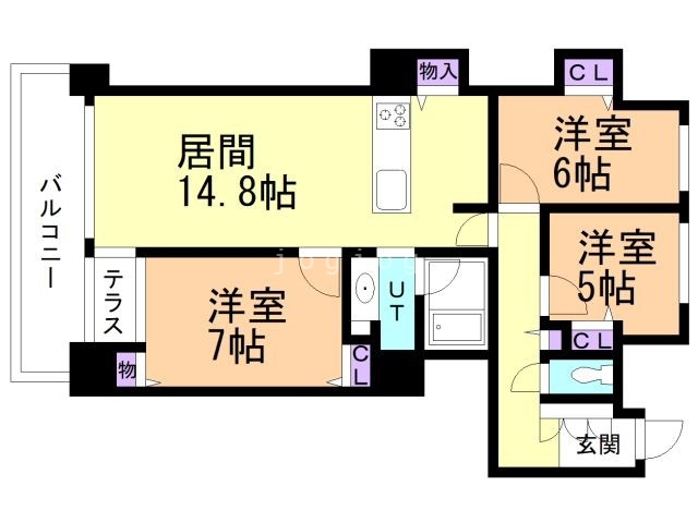 札幌市西区琴似二条のマンションの間取り