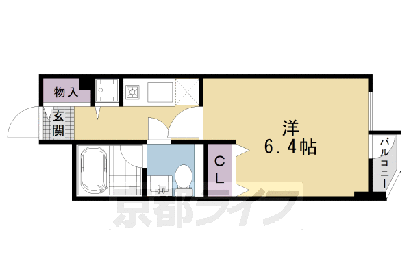 京都市中京区姉大宮町東側のマンションの間取り