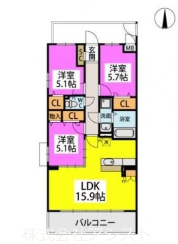 飯塚市立岩のマンションの間取り