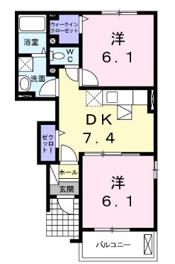 福山市加茂町大字下加茂のアパートの間取り