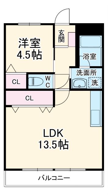 岐阜市鏡島のマンションの間取り