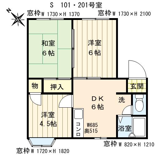 セゾン２１Ｓの間取り