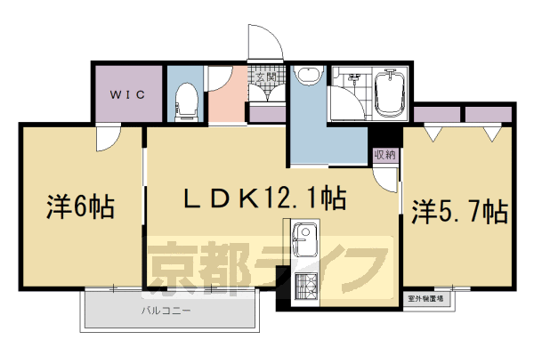 宇治市五ケ庄のマンションの間取り