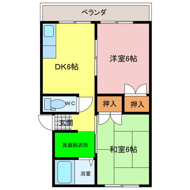 阿南市津乃峰町のアパートの間取り