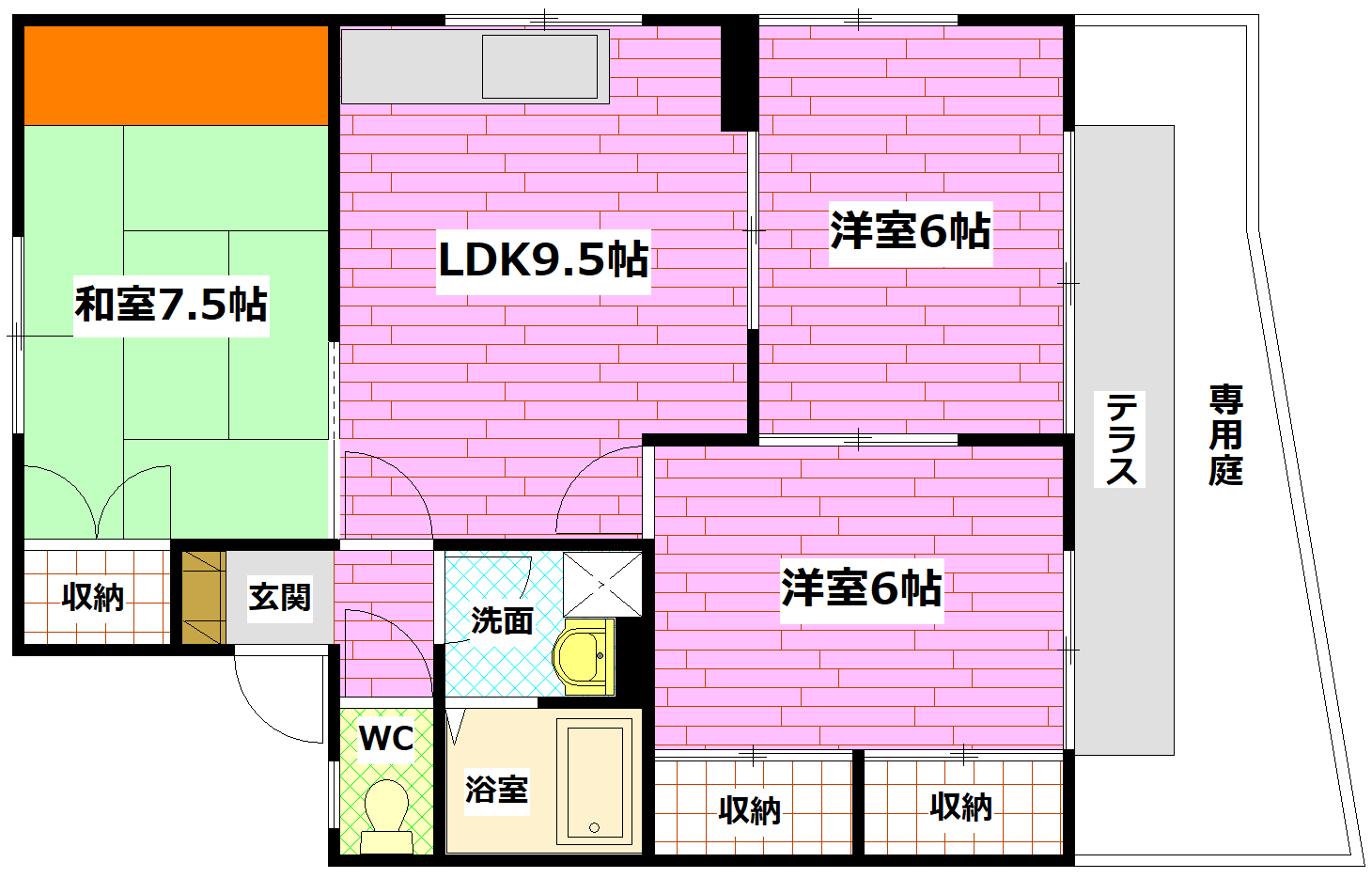 安芸郡熊野町中溝のアパートの間取り