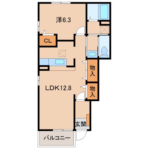 橋本市胡麻生のアパートの間取り