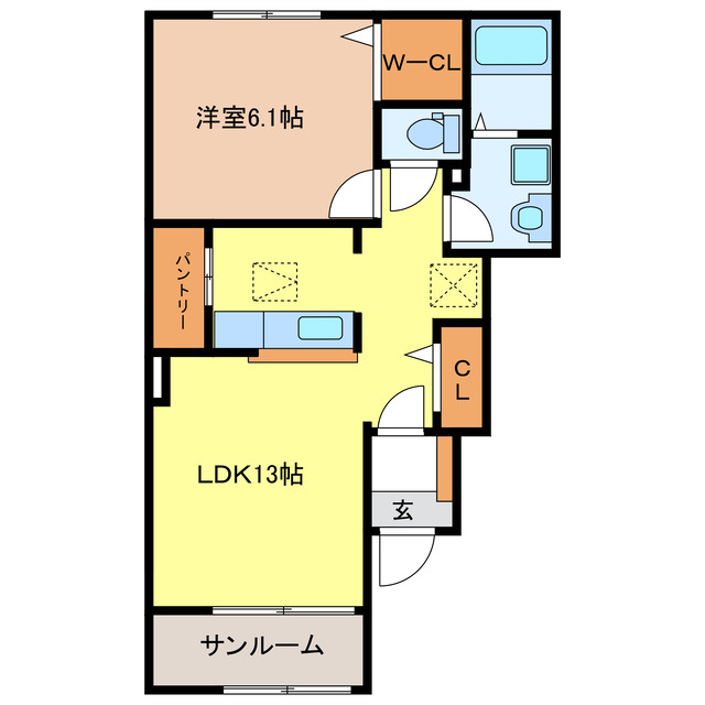 岐阜市芥見長山のアパートの間取り