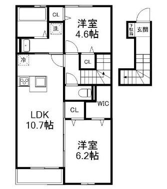 八千代市上高野のアパートの間取り