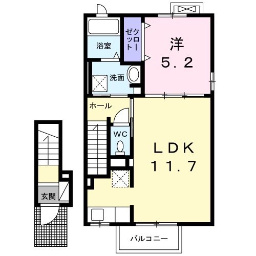 古賀市花見東のアパートの間取り