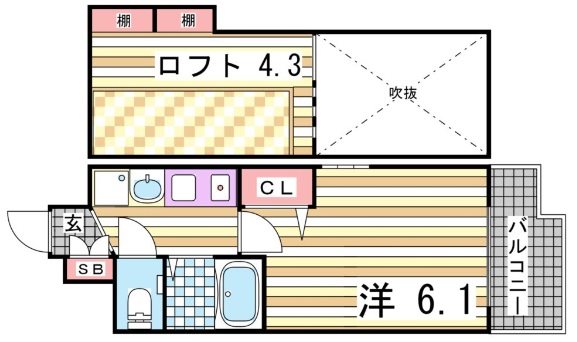 神戸市中央区脇浜町のマンションの間取り