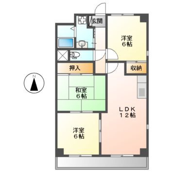 名古屋市瑞穂区彌富通のマンションの間取り