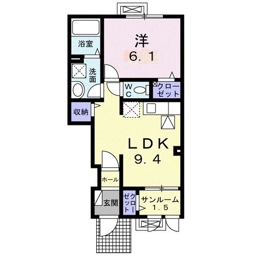 上北郡おいらせ町若葉のアパートの間取り