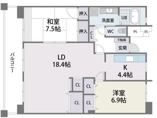 【福岡市東区貝塚団地のマンションの間取り】