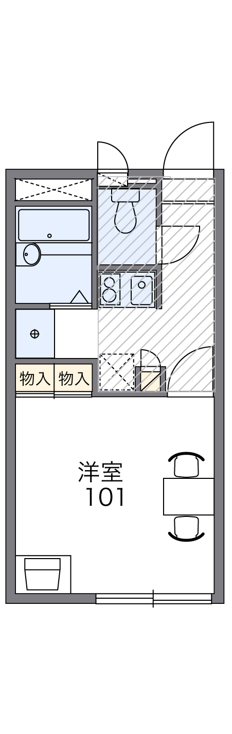 岡山市南区当新田のアパートの間取り