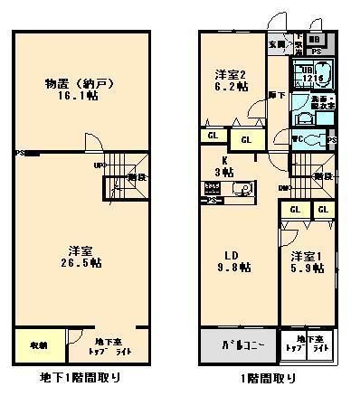 四日市市芝田のマンションの間取り