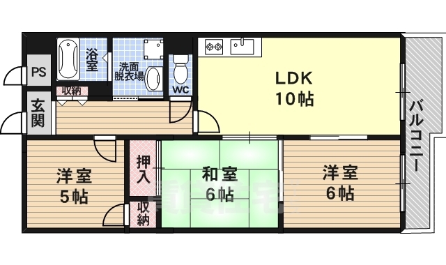 京都市南区吉祥院高畑町のマンションの間取り