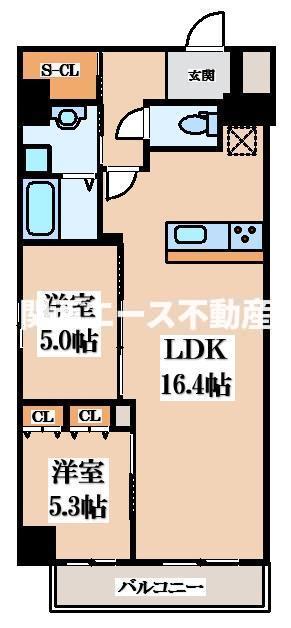 東大阪市足代北のマンションの間取り