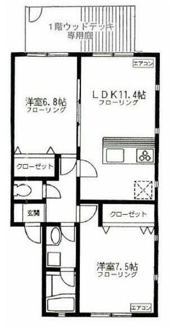 横浜市都筑区二の丸のアパートの間取り