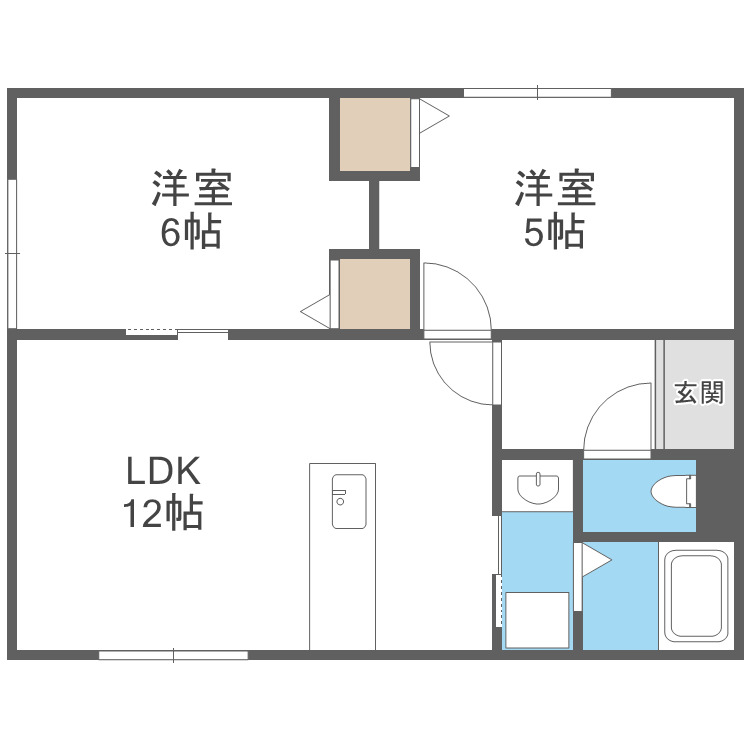 【札幌市白石区本郷通のアパートの間取り】