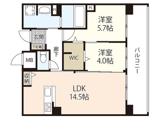 広島市中区舟入本町のマンションの間取り