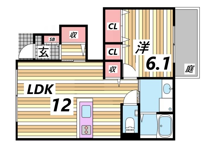 神戸市北区谷上南町のアパートの間取り