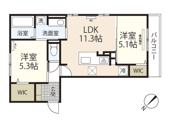 広島市西区田方のアパートの間取り