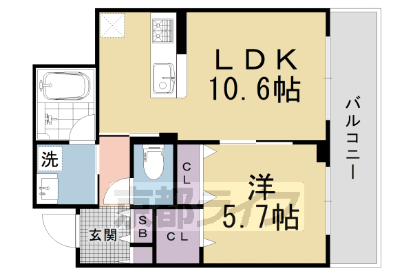 京都市右京区西院西田町のマンションの間取り