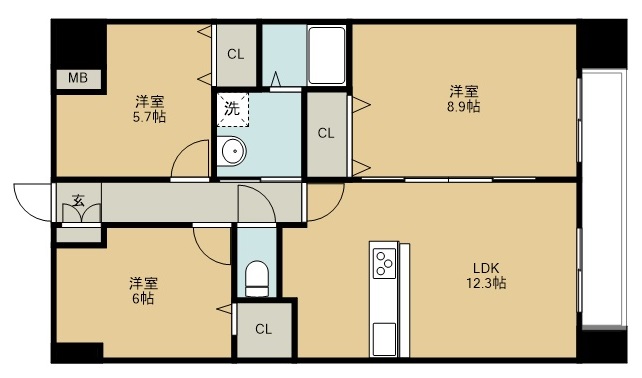 アークデュオ仙台苦竹の間取り