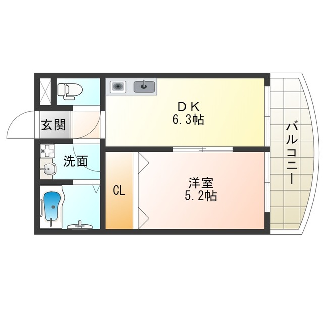 大阪市福島区海老江のマンションの間取り