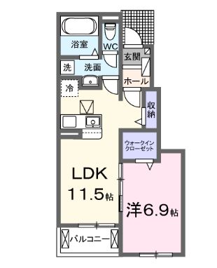 香南市野市町西野のアパートの間取り