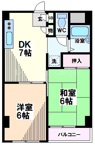 ＪＲ中央線 西国分寺駅 徒歩10分 3階建 築41年の間取り写真