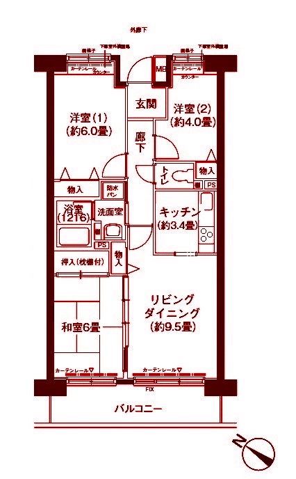 フロール山田町第3の間取り写真