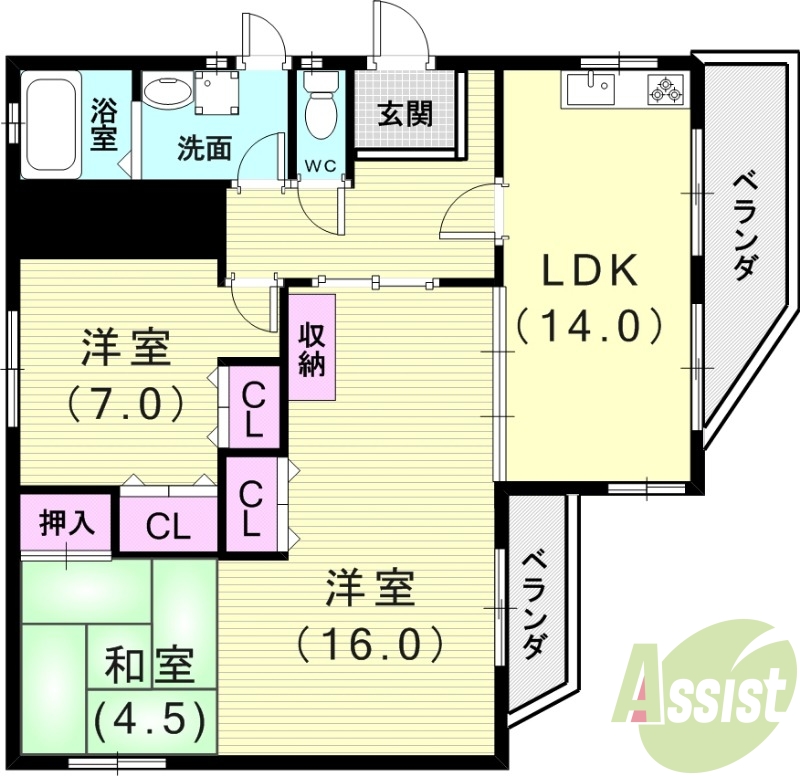 多井畑貸家の間取り写真