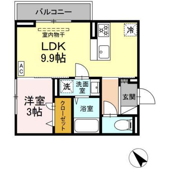 広島県東広島市西条中央１（アパート）の賃貸物件の間取り