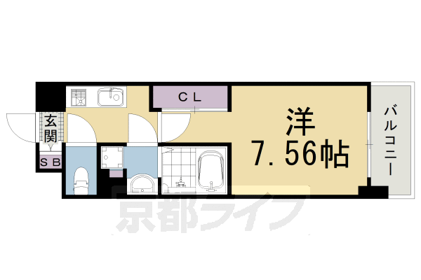 京都市下京区西七条北西野町のマンションの間取り