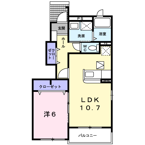 東金市東上宿 1LDKの間取り