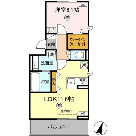 菊池市隈府のアパートの間取り